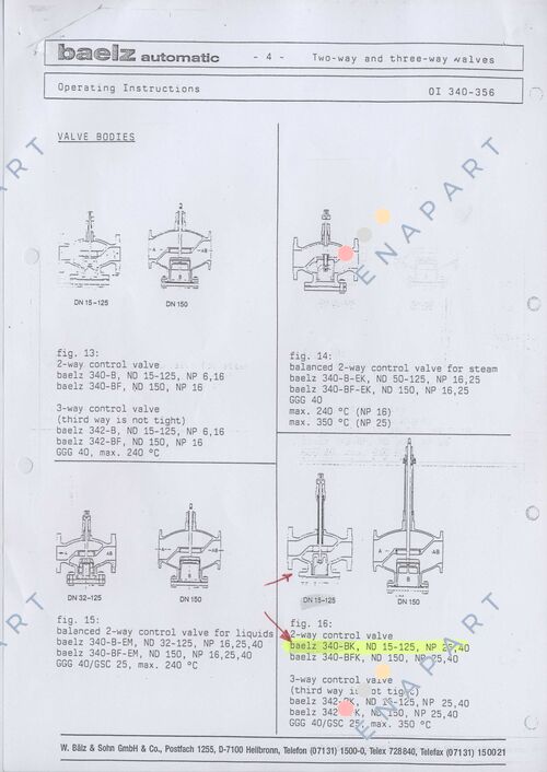 340-B.K  ドライブを搭載したコントロールバルブ、マウント