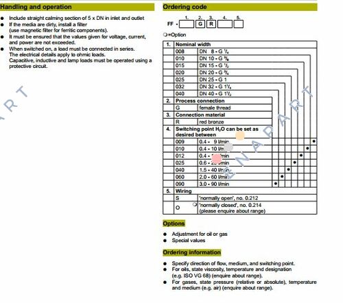 FF-040.GR.015T.IP65/0212 フロースイッチ