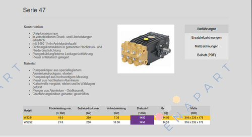 M42001365 / Type WS 251 3 プランジャーポンプ