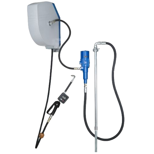 Oil systems for wall mounting, pneumatically operated pump