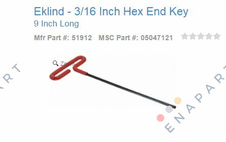 51912  3/16インチの六角終了キー